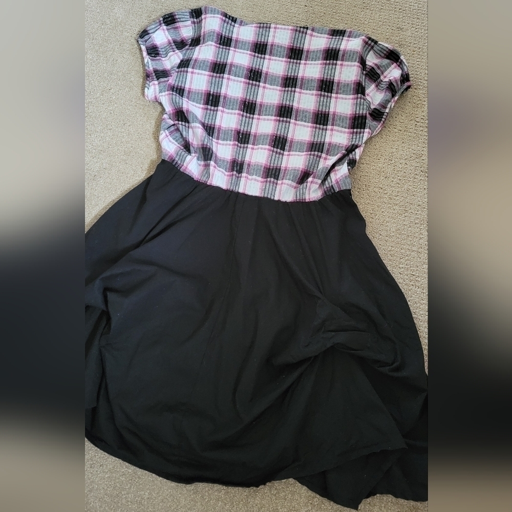 Heart & Soul Black & Pink Plaid Ruched Bubble Bottom Dress - Picture 8 of 10